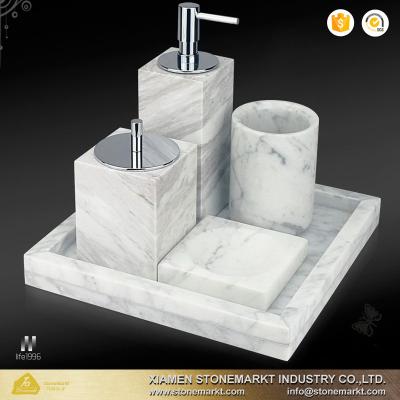 China StoneMarkt Marble Easy Clean Bathroom Accessories Marble Candle Jar for sale