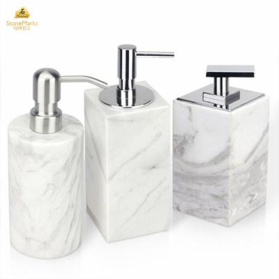 China StoneMarkt Easy Clean Round Marble Shampoo Bottle Marble Accessories For Bathroom for sale