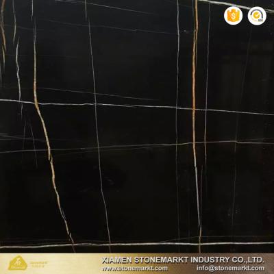 China Hot Sale Wall Sahara Black Marble Slab For Flooring for sale