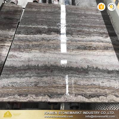 China Wall StoneMarkt Good Prices Chinese Marble Slabs Honed Silver Gray Travertine for sale