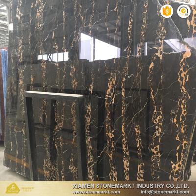 China Natural Material StoneMarkt Polished Black And Gold Large Marble Slabs for sale