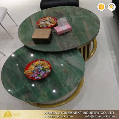 China Construction StoneMarkt Polished Green Marble Table Top Dining Table for sale