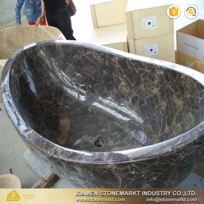 China StoneMarkt Emperador Easy Dark Solid Oval Marble Bathtub for sale