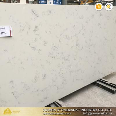 China StoneMark China Clean Artificial White Quartz Countertops With Gray Veins for sale