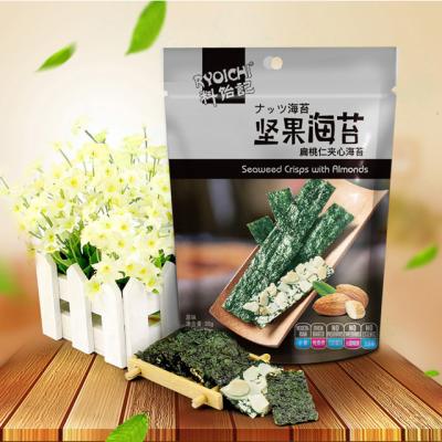 China Natural Tasty Snacks Seaweed Crisps With Almond Sesame Snacks for sale