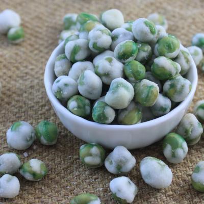 China Wholesale Dried Low Fat Roasted Coated Wasabi Pea Snacks for sale