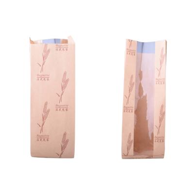 China Recycled Materials New Design Baguette Kraft Paper Bread Ziplock Bag With Window for sale