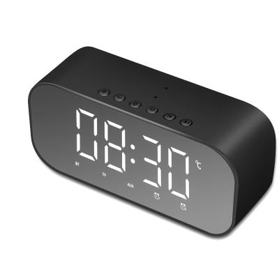 China New model BT/FM/AUX/MP3/SD/LED/CLOCK 5W battery 2000mah mini clock radio bluetooth speakers with aux, TF and microphone buillt in for sale