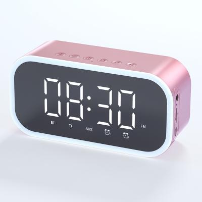 China Mini BT/FM/AUX/MP3/SD/LED/CLOCK clock radio night light speakers with aux, TF and microphone for sale