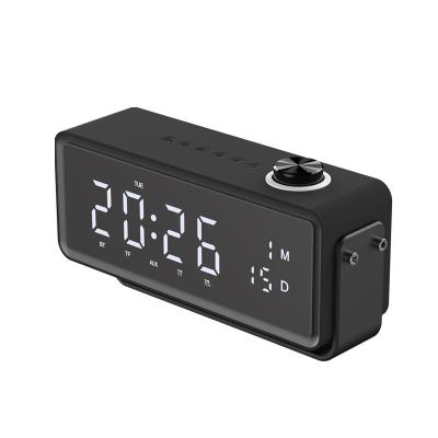 China Mini new portable alarm clock k5 FM radio BT mnispeakers with metal bracket with display screen for sale