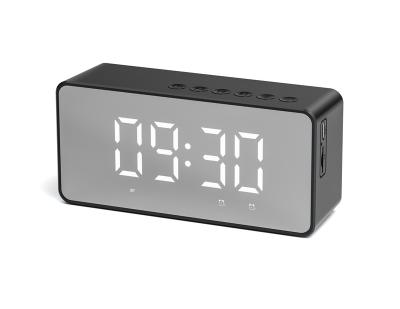 China Mini System Fm Bluetooth Speaker Two Sets Alarm Clock Led Mirror TfCard Portable Mini Smart Speaker for sale