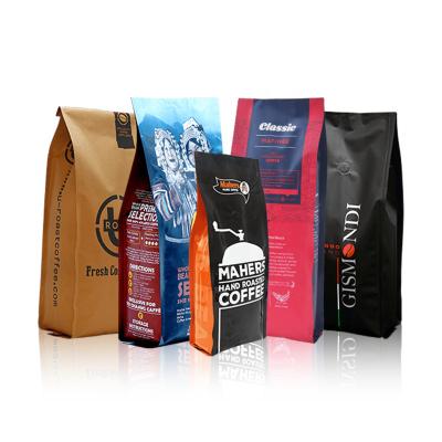 China 250g 500g 1kg Disposable Custom Printed Custom Empty Coffee Bags Coffee Beans Packaging Bags Flat Bottom Coffee Pouch for sale