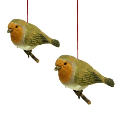 China New Product Handmade Robin Bird Decoration , Wooden Robin Bird Decorations for sale