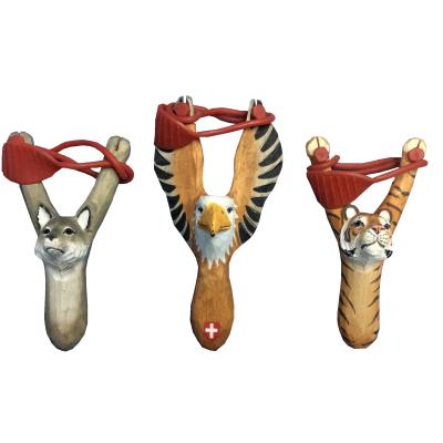 China Hot Sale Handmade Hunting Powerful Catapult Animal Hand Carved Owl Wooden Slingshot for sale