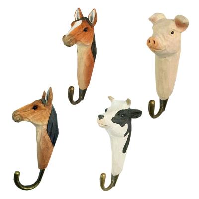 China Sustainable Hand Carved Wood Animal Craft Hanger Wall Hanger Hooks for sale