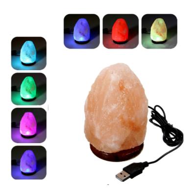 China Hot Selling Europe Natural Crystal Himalayan Salt Lamp USB Colorful Himalayan Salt Lamp for sale