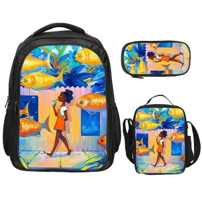 China Waterproof Daily School Supplies Fashion Fancy School Bag Set Waterproof Backpack For Kids for sale