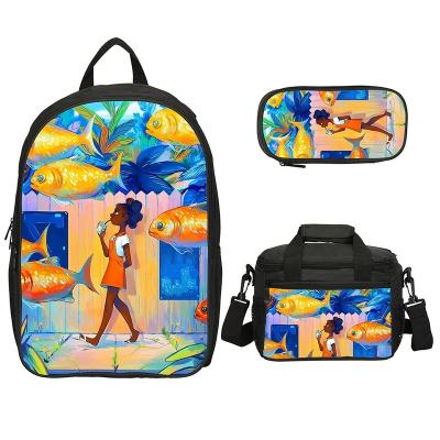 China New Fashion Waterproof Nylon 3 Piece School Backpack Set Women Waterproof Backpack Set for sale