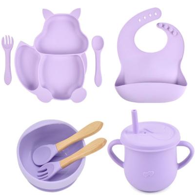 China BPA Free Bpa Free Kids Water Cup Platos Silicon Spoon Baby Bowl Set Silicone Feeding Dish for sale