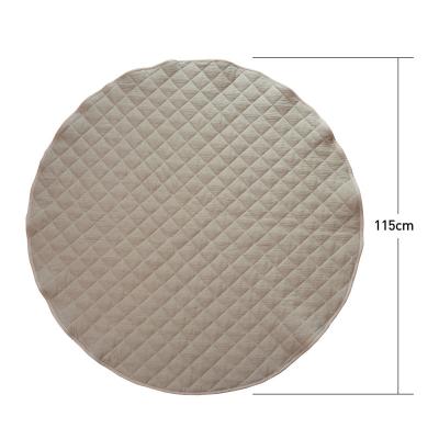 China Toy Ins Hot Reversible Double Soft Sides Quilted 100% Cotton Muslin Oragnic Mat Baby Play Mat Foldable Crawling Mat for sale