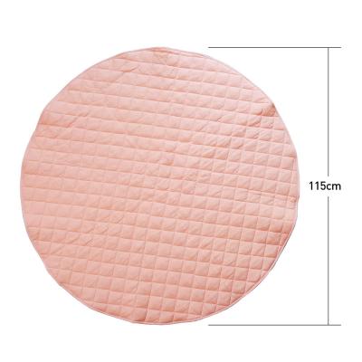 China Toy China Wholesale Round Kids Soft Organic Cotton Muslin Play Mat Plain Color Baby Creeping Mat Crawling Blanket For Kids Gift for sale