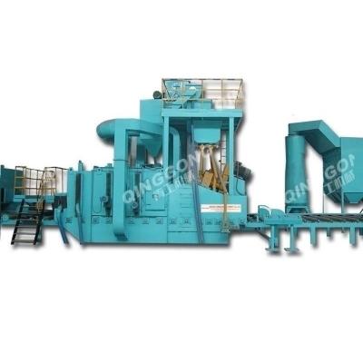 China Building Material Shops Surface Clean Line Pretreatment Steel Pipe Steel Plate Shot Blasting Machine Spray Line for sale