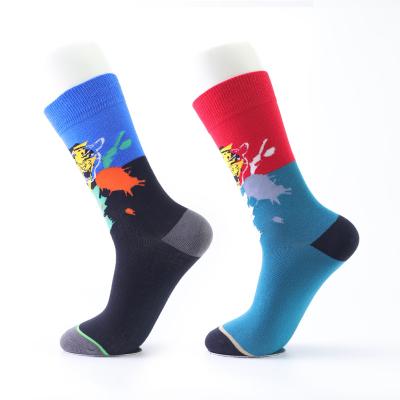 China Fashion QUICK DRY superior custom sock adult happy sport bangs designer Tiger Custom Colored Cotton Tube Crew Sock for sale