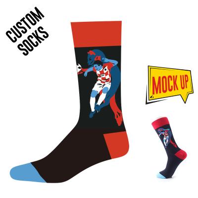 China New Fashion Football Pattern Socks Custom Cotton Socks QUICK DRY Comfortable Solid Colorful Women Men Sports Tube Socks for sale