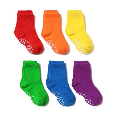 China OEM Baby Anti Slip Socks QUICK DRY Custom Logo Pure Color Ankle Kids Grasp Plain Socks Cute Baby Anti Slip Unisex Socks Kids With Seamless for sale