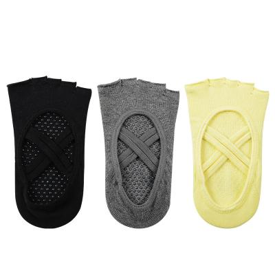 China Mesh Custom Women Five Finger Sporty Anti Non Slip Half Slip 5 Toe Ankle Antislip Grip Toeless Barre Yoga Socks Anti Pilates Yoga Socks for sale