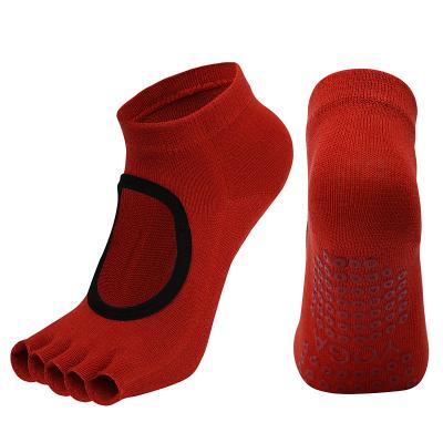 China Wholesale Custom Logo Cotton Five Toe Sporty Socks Woman Anti Slip Pilates Gym Non Slip Yoga Sock for sale