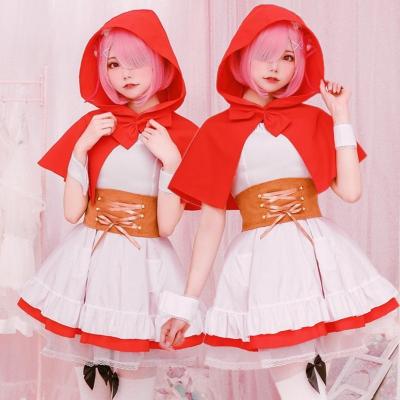 China New Christmas Costume 2022 Cartoon Cosplay Girl Cosplay Costume Little Girl's Sexy Red Short Skirt Halloween Cap Cape Dress for sale