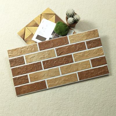 China Country 30x60 rustic cultural stone ceramic wall tile 3D porcelain tiles gray exterior villa outdoor for sale