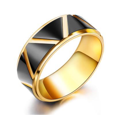 China High Quality Stainless Steel Anillos de Hombres Black Gold Men's Wedding Rings Custom Buster Ring For Men for sale