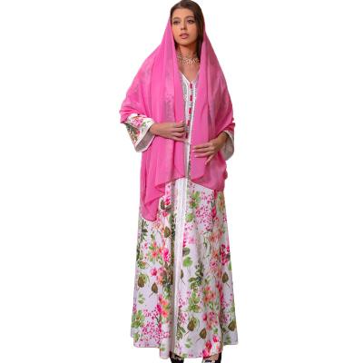 China 2023 Middle East handmade quilted printing diamond dress long sleeve diamonds strap new hot spring abaya dress and summer wholesale manufacturers Islamic clothing for sale