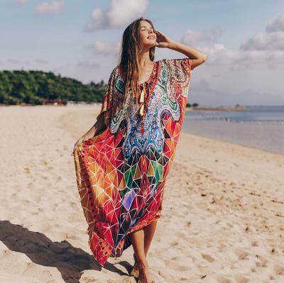 China Holiday Stylish Casual Wear Breathable Beach Cover Up Summer Kaftan Dress 2021 for sale