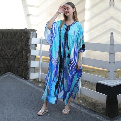 China Breathable Summer Dresses Ladies Women Dress Shirts Women Beach Boho Kimono Cover Up for sale