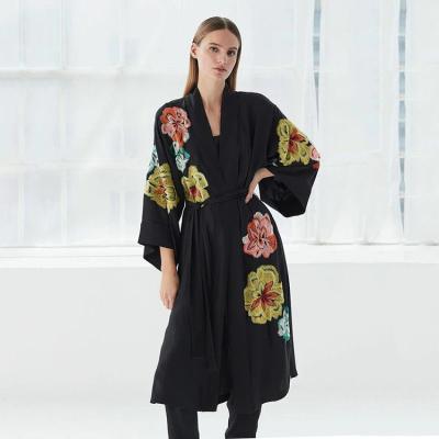 China Wholesale QUICK DRY floral print cotton nightgowns home long black winter long robe pajamas for sale