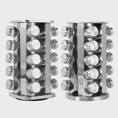 China Stainless Steel Spice Rack 20-Jar Stored Spice Rotating Organizer for sale