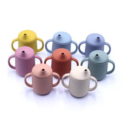 China 2021New Arrival BPA Free Baby Drinking Straw Cup Eco Friendly Silicone Baby Cup With Straw for sale