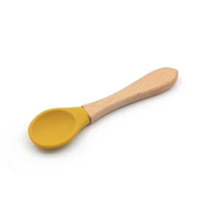 China High Quality Approved Silicone Spoon Kitchen Food Grade Silicone Baby Stocked Custom Wooden Bamboo Spoon for sale