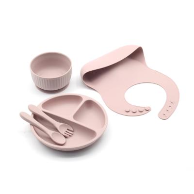 China Stocked Baby Feeding Spoon Set BPA Free Silicone Food Grade Baby Feeding Set for sale