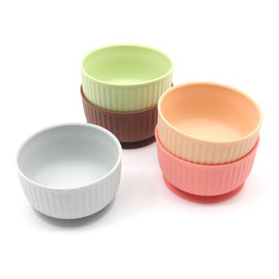 China Stocked BPA Free 100% Safe Food Grade Silicone Baby Bowl For Feeding Learning Dishes Plate Baby Tableware for sale