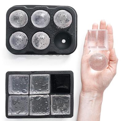 China Fashion.eco-friendly wholesale custom reusable square ice molds sphere whiskey round ball silicone ice cube tray for sale