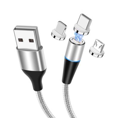 China USB Charger Cable Fast Drop Shipping 1M 3 In 1 Magnetic Charging Micro USB Cable 360 ​​Rotate Magnet Charger USB Type C Cable For Iphone for sale