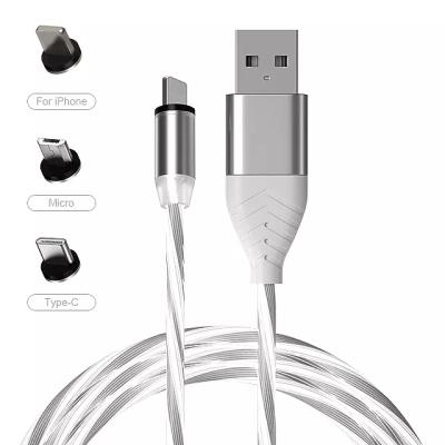 China Quick USB Charger Cable Free Sample 360 ​​Degree Design 3 in 1 Magnetic Flame Phone Fast Charging Cable for sale