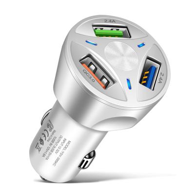 China USB-C Car Charger New Design Universal 3 QC3.0 USB Battery Car Phone Charging Left Mobile Fast Charger New for sale