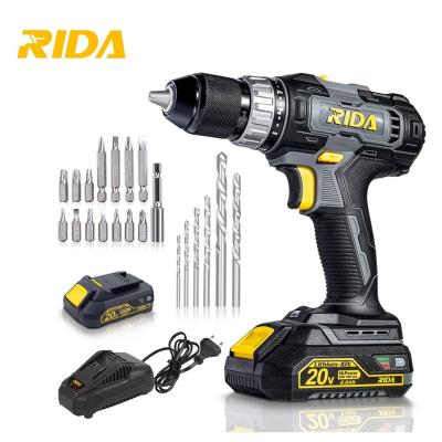 China LED Work Light taladro inalambrico 20V Lithium Rechargeable battery Cordless Power drill Machine for sale