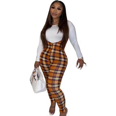 China Sexy Women Anti-Static White Two-Piece Set Of Shirt And Plaid Pencil Pants S-XXXL For Women for sale