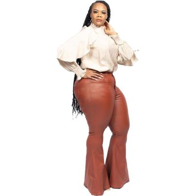 China new arrival of Anti-wrinkle plus size XL 5XL sexy tight women leather pants for sale